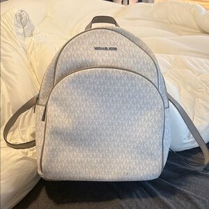 Michael Kors Light Gray Signature Backpack